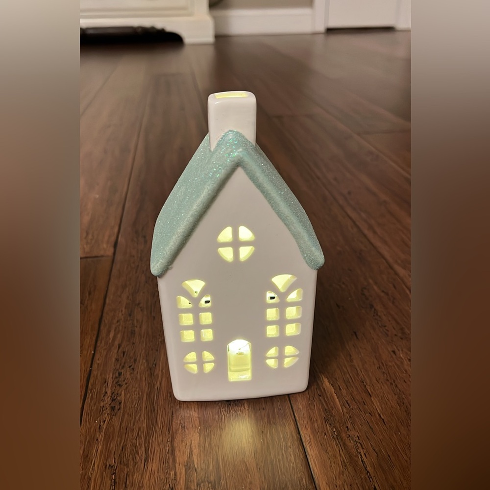 Ceramic House with Light Blue Roof